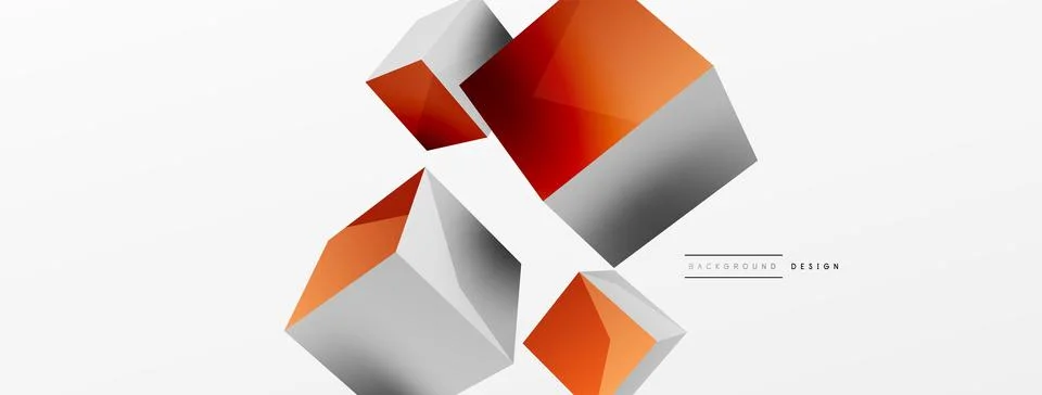 3d cubes vector abstract background. Composition of 3d square shaped basic Stock Illustration