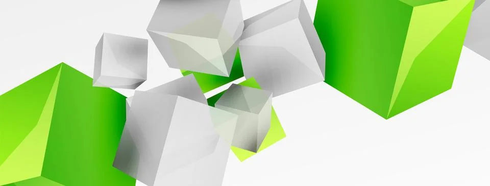 3d cubes vector abstract background. Composition of 3d square shaped basic Stock Illustration