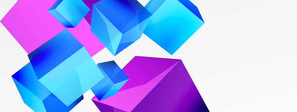 3d cubes vector abstract background. Composition of 3d square shaped basic Stock Illustration