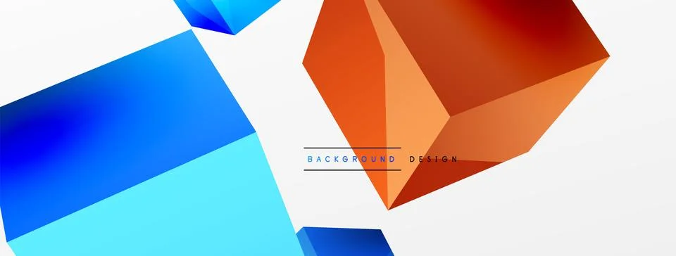 3d cubes vector abstract background. Composition of 3d square shaped basic Stock Illustration