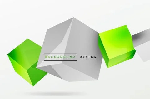3d cubes vector abstract background. Composition of 3d square shaped basic Stock Illustration