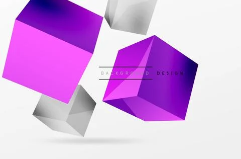 3d cubes vector abstract background. Composition of 3d square shaped basic Stock Illustration