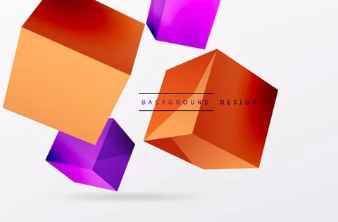 3d cubes vector abstract background. Composition of 3d square shaped basic Stock Illustration