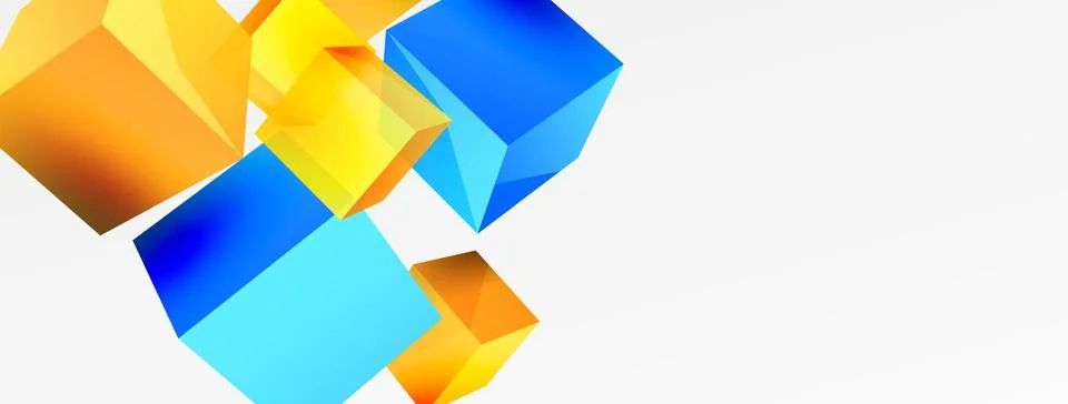 3d cubes vector abstract background. Composition of 3d square shaped basic Stock Illustration