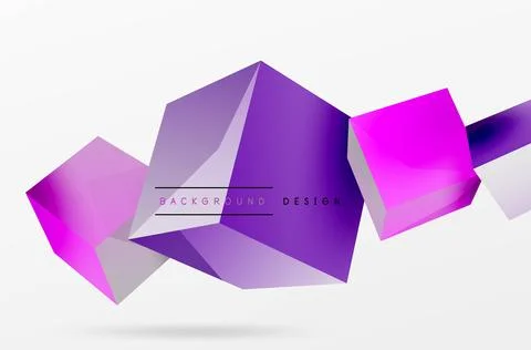 3d cubes vector abstract background. Composition of 3d square shaped basic Stock Illustration