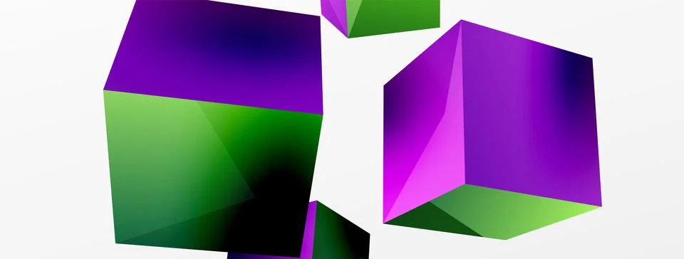 3d cubes vector abstract background. Composition of 3d square shaped basic Stock Illustration