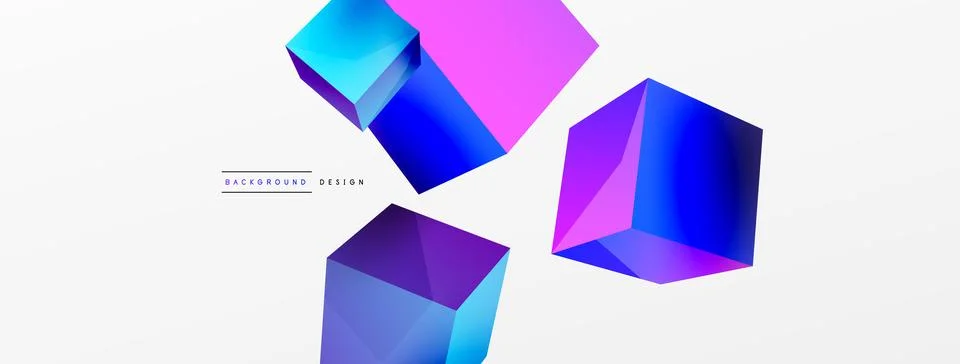 3d cubes vector abstract background. Composition of 3d square shaped basic Stock Illustration