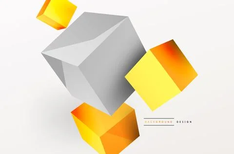 3d cubes vector abstract background. Composition of 3d square shaped basic Stock Illustration