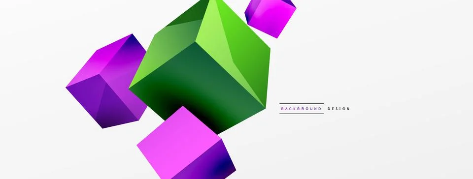 3d cubes vector abstract background. Composition of 3d square shaped basic Illustrazione stock