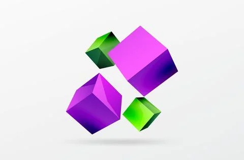 3d cubes vector abstract background. Composition of 3d square shaped basic Illustrazione stock