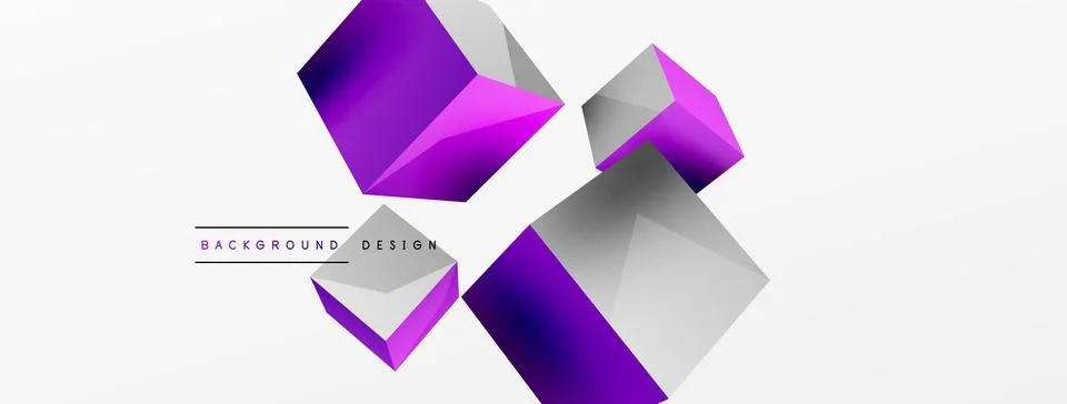 3d cubes vector abstract background. Composition of 3d square shaped basic Stock Illustration