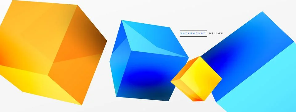 3d cubes vector abstract background. Composition of 3d square shaped basic Stock Illustration