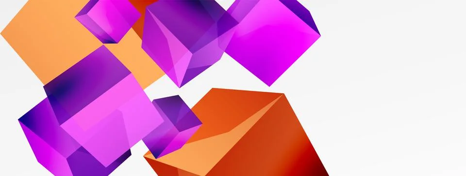 3d cubes vector abstract background. Composition of 3d square shaped basic Stock Illustration