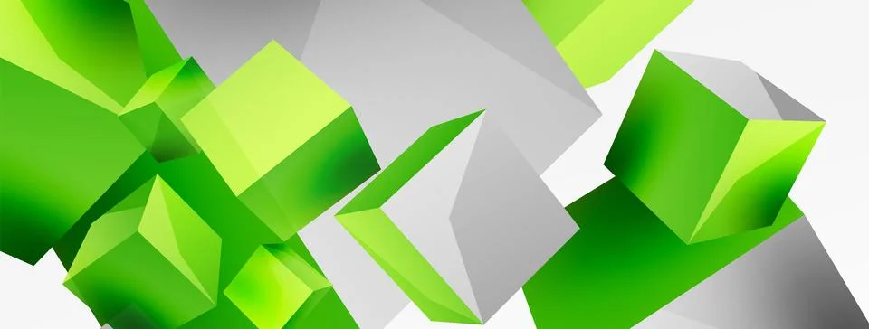 3d cubes vector abstract background. Composition of 3d square shaped basic Stock Illustration