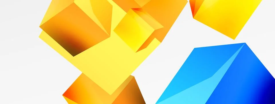 3d cubes vector abstract background. Composition of 3d square shaped basic Stock Illustration