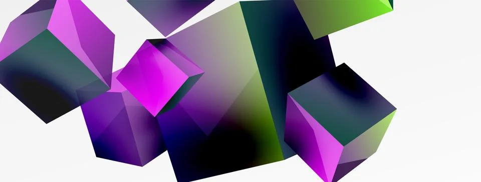 3d cubes vector abstract background. Composition of 3d square shaped basic 스톡 일러스트