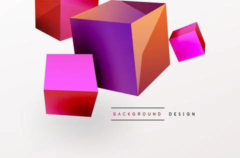 3d cubes vector abstract background. Composition of 3d square shaped basic Stock Illustration