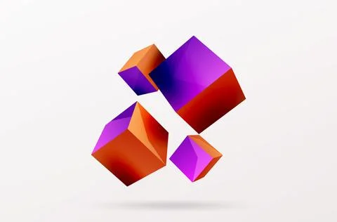3d cubes vector abstract background. Composition of 3d square shaped basic Stock Illustration