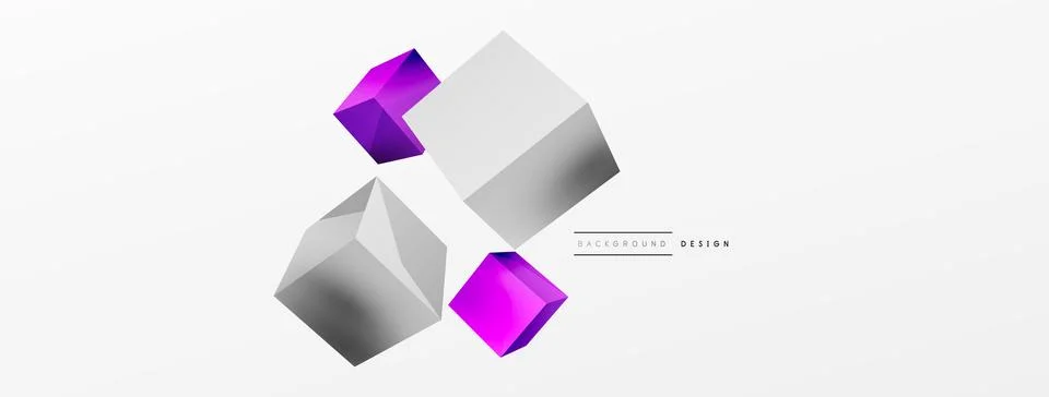 3d cubes vector abstract background. Composition of 3d square shaped basic Stock Illustration
