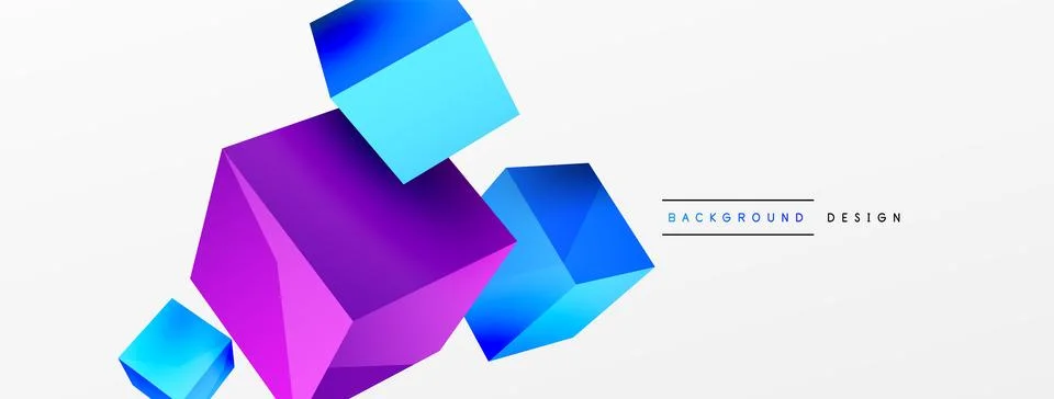 3d cubes vector abstract background. Composition of 3d square shaped basic Stock Illustration