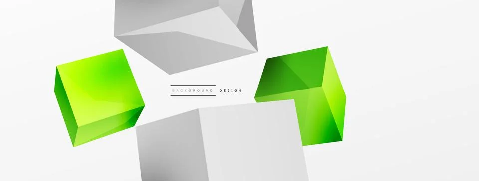 3d cubes vector abstract background. Composition of 3d square shaped basic Stock Illustration