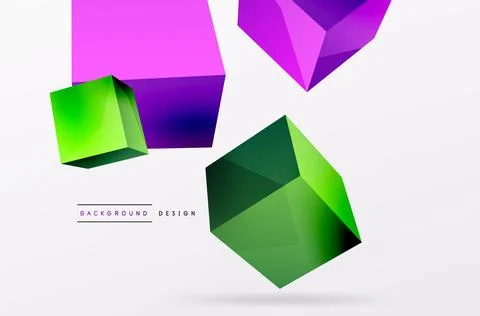 3d cubes vector abstract background. Composition of 3d square shaped basic Stock Illustration