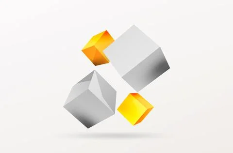 3d cubes vector abstract background. Composition of 3d square shaped basic Stock Illustration