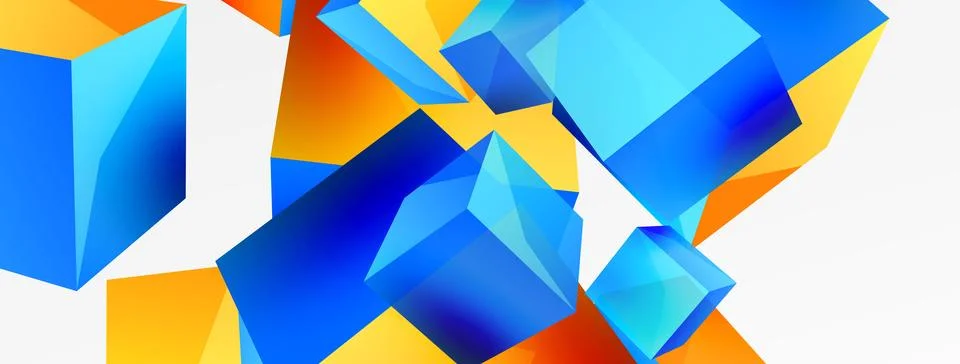 3d cubes vector abstract background. Composition of 3d square shaped basic 스톡 일러스트