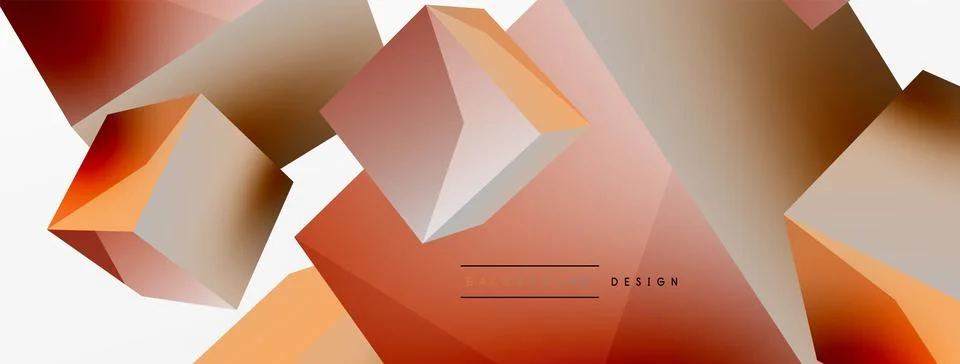 3d cubes vector abstract background. Composition of 3d square shaped basic Stock Illustration