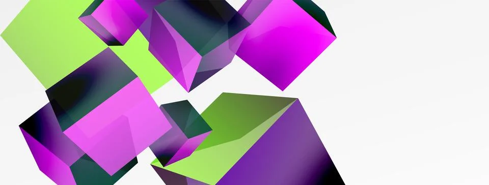 3d cubes vector abstract background. Composition of 3d square shaped basic Stock Illustration