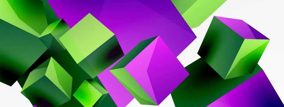 3d cubes vector abstract background. Composition of 3d square shaped basic Stock Illustration