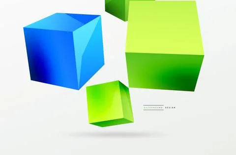 3d cubes vector abstract background. Composition of 3d square shaped basic Stock Illustration