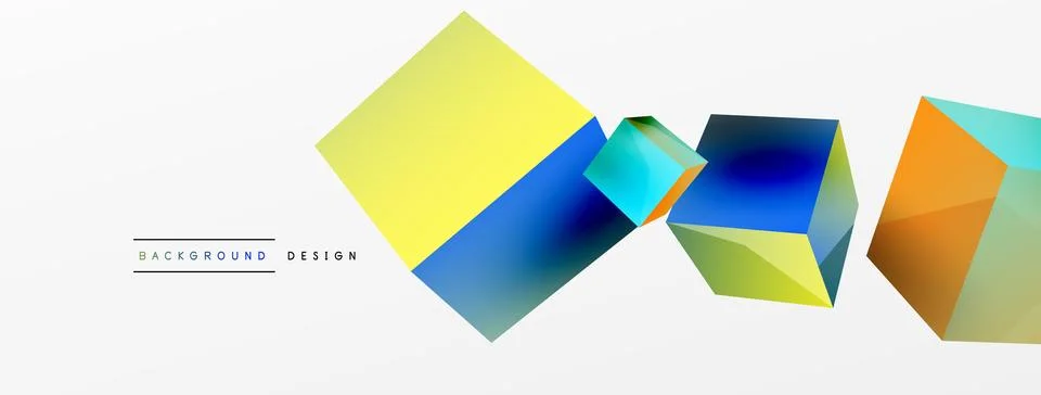 3d cubes vector abstract background. Composition of 3d square shaped basic Stock Illustration