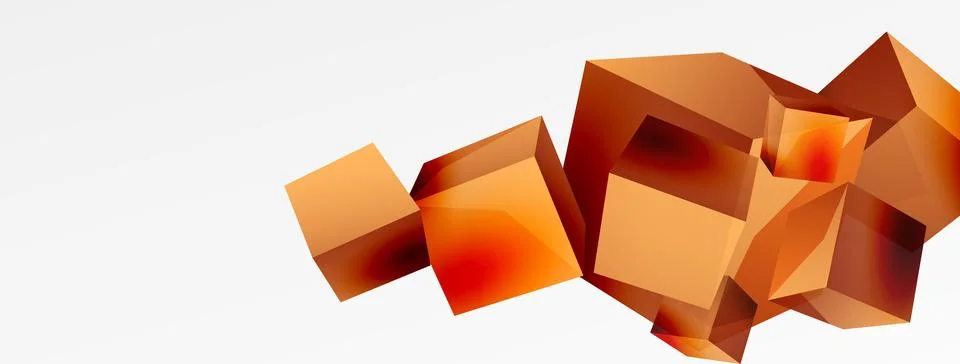 3d cubes vector abstract background. Composition of 3d square shaped basic Stock Illustration