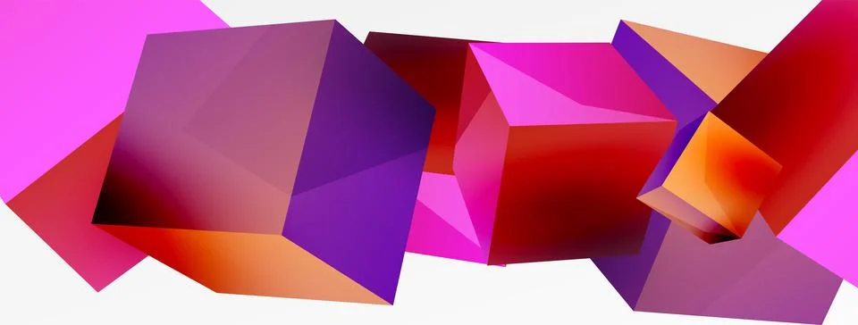 3d cubes vector abstract background. Composition of 3d square shaped basic イラスト素材