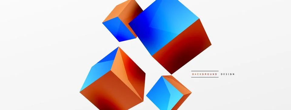 3d cubes vector abstract background. Composition of 3d square shaped basic Stock Illustration