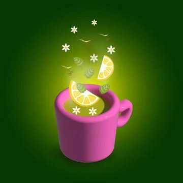 3d cup of green tea Stock Illustration