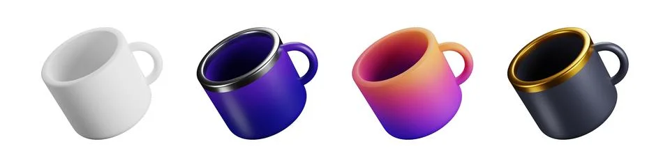 3D cup set creative coffee graphics and icons pack Stock-Illustration