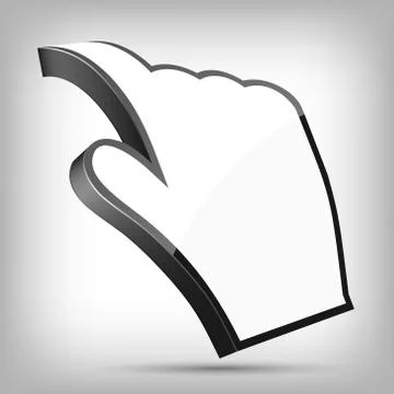 3D Curled Cursor Hand Pointer, Vector Illustration Stock Illustration
