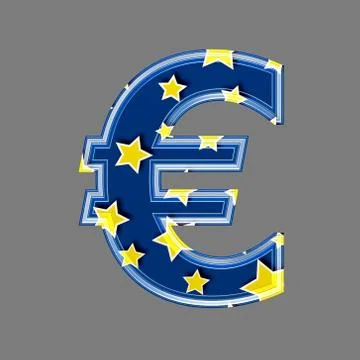 3d currency sign with star pattern - Euro Stock Illustration