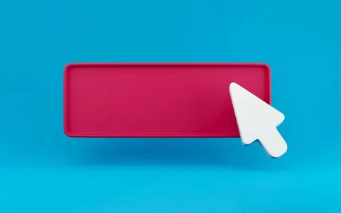 3d Cursor Clicks the empty Button. minimal concept isolated. 3d rendering Illustrazione stock