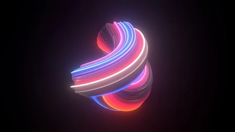 3D curved neon lights seamless loop abstract shape animation background Stock Footage