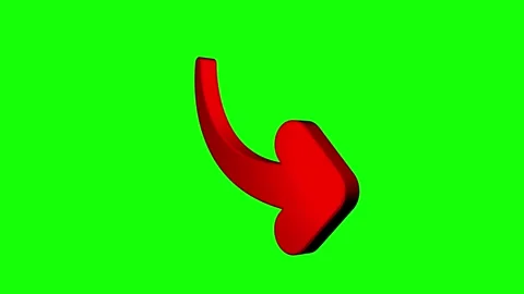 3D Curved Red Arrow Pointing Down Right on Green Screen Stock Footage 335633952
