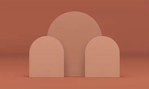 3d curved wall three stand foundation exhibition beige vertical construction  Stock Illustration