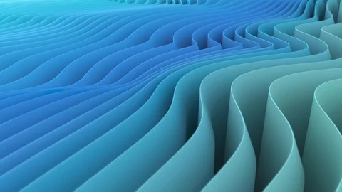 3D Curved Waves, Aqua Blues Stock Footage