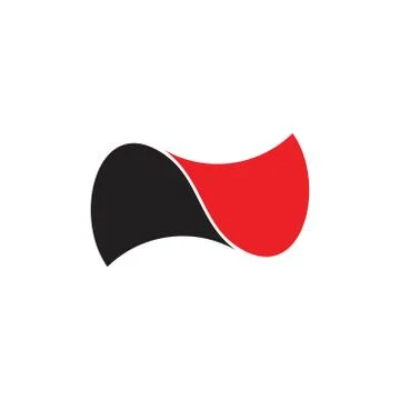 3d curves flat shadow logo vector Stock Illustration