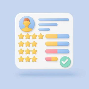 3D Customer Review Rating Dashboard Vector Stock Illustration