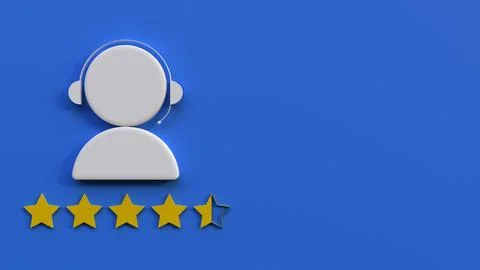 3d customer support isolated background, customer rating and feedback servi.. Stock Illustration