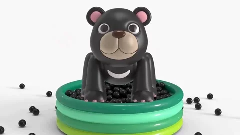 3D Cute Bear Toy on Vibrant Platform Cartoon Style 4K Stock Footage 332761346