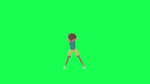 3d cute boy dancing in the park,front angle chroma key rendering green screen Stock-Footage 257686949